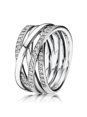 Pandora Sterling Silver Entwined Ring with Zirconia 190919cz, size 52